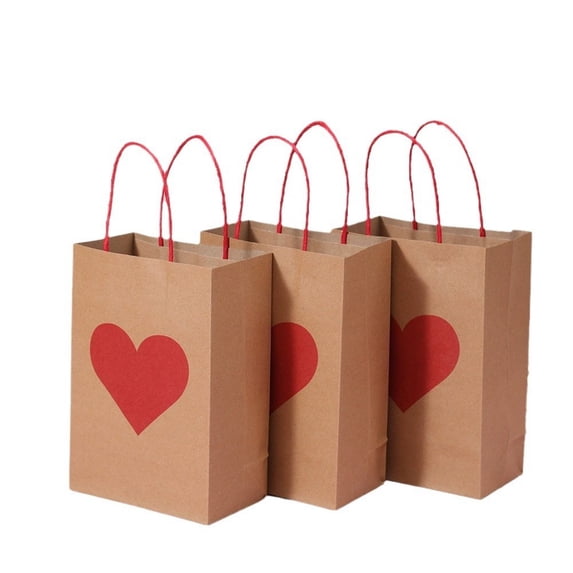 Valentine's Day Gift Bags Heart Paper Red for Wedding Party Supplies 12 Pcs