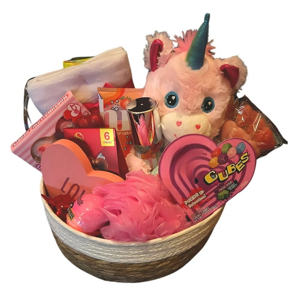 Valentine's Day Gift Basket Heart Treats Set Goodies for Her Him Girlfriend Boyfriend Mom Husband Wife Men Women Friends Home Kitchen Wedding Birthday Holiday Anniversary Party Favor Decoration