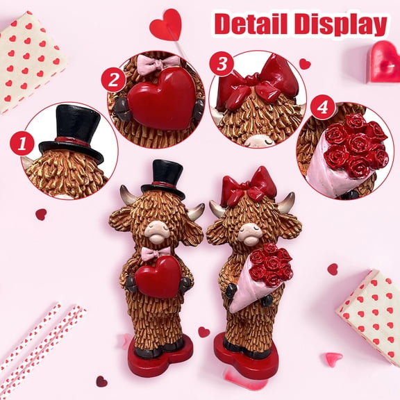 Valentine's Day Gift Cow Couple Figurine, Wedding Gift Home Decor Craft For Lovers Couples, Artistic Desktop Decoration With Unique Design