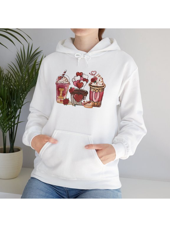 Valentine's Day Gift: Cozy 'I Love You' Coffee Graphic Hoodie