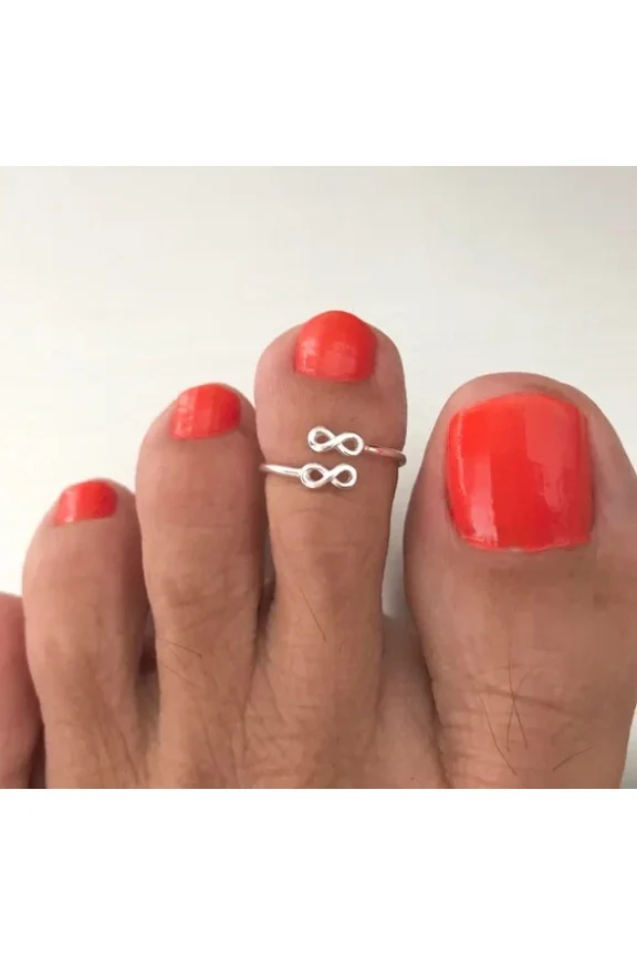 Valentine's Day Gift For Women's Adjustable Double Tiny Infinity Toe Ring 925 SS