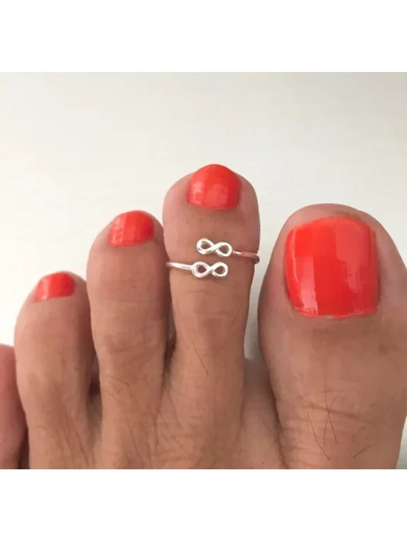 Valentine's Day Gift For Women's Adjustable Double Tiny Infinity Toe Ring 925 SS