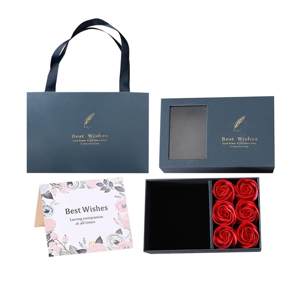 Valentine's Day Gift Set of 6 Roses,Blue,Rose Ring Box Jewelry Box Eternal Rose Necklaces Bracelets Box Valentine's Day Christmas Thanksgiving Birthday For Women Her Mom Wife(Jewelry Is NOT Included)