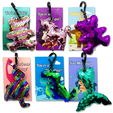Valentine's Day Gift Sets for Kids 24 Sequin Keychains and 24 Valentine's Cards Classroom Exchange