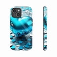 thumbnail image 1 of Valentine's Day Gift Shiny Glossy Blue Heart Design Phone Case Compatible with iPhone 11/12/13/14/15/16 (Pro Max/Plus), 1 of 9