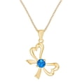 thumbnail image 1 of AFFY Valentine's Day Gift Simulated Blue Topaz Bowknot Pendant Necklaces In 14K Yellow Gold Over Sterling Silver, 1 of 1