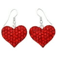 thumbnail image 1 of Valentine's Day Gift for Mom Love Red Heart Dangle Drop Earrings Silver Tone z3, 1 of 1