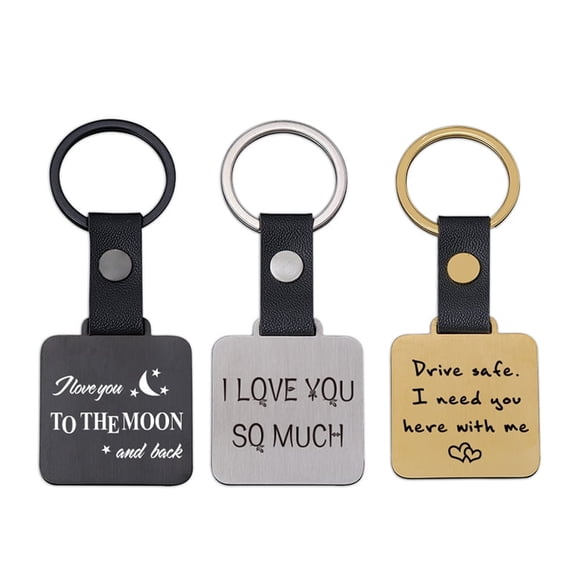 Valentine's Day Gift for Your Partner: Square Metal Keyring Tag with Engraving