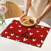 Valentine's Day Gifts 1PC,Kitchen Mat 16.00x18.00in,Super Absorbent Fine Fiber Dish Drying Rack Pad for Countertop Protection and Holiday Decor(Red)