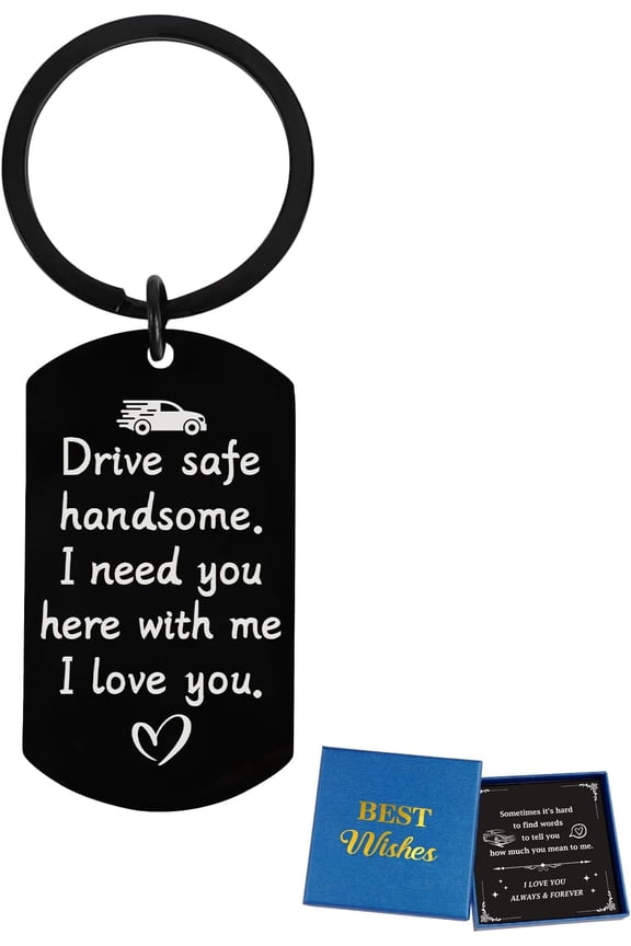 Valentine's Day Gifts for Boyfriend- Drive Safe  for Him- Drive Safe Handsome I Need You Here With Me Keyring, Anniversary Birthday Gifts for Husband Son Dad, Sweetest Day Gifts for Him