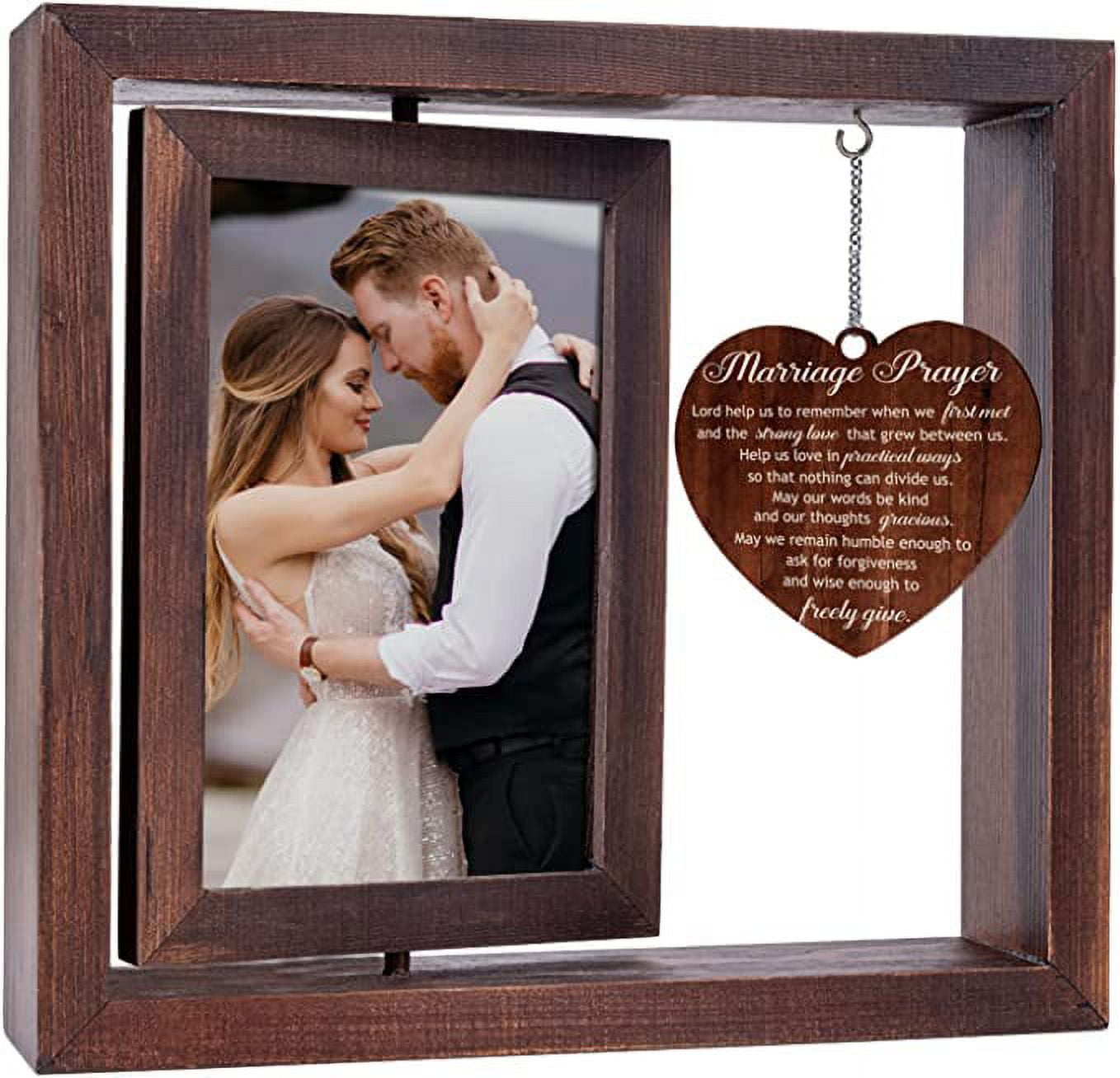 Marriage Prayer Wedding Anniversary Gifts for Couples Spanish Wooden Wall and Tabletop Photo Frame - Querido Dios Black