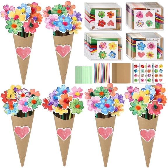 Valentine's Day Gifts - DIY Flower Bouquet Set, Craft Kit for Home/Class Activities, Favors for Classroom Gifts Exchange