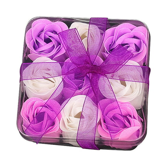 Valentine's Day Gifts for Her Floral Scented Bath Gifts Rose Flower Petals 9 PCS Rose Petals in Gift Box for Birthday Wedding Anniversary Rose Gift for Her Women Grandma Wife Sister Her Friends