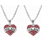 SHERIDANSTAR Valentine's Day Gifts for Girls, Teens, Tweens, Kids, Big Sister & Little Sister Jewelry Gifts, Sister Heart Necklace Gift Set of 2, Big Sis Lil Sis Jewelry Birthday Present (Red)