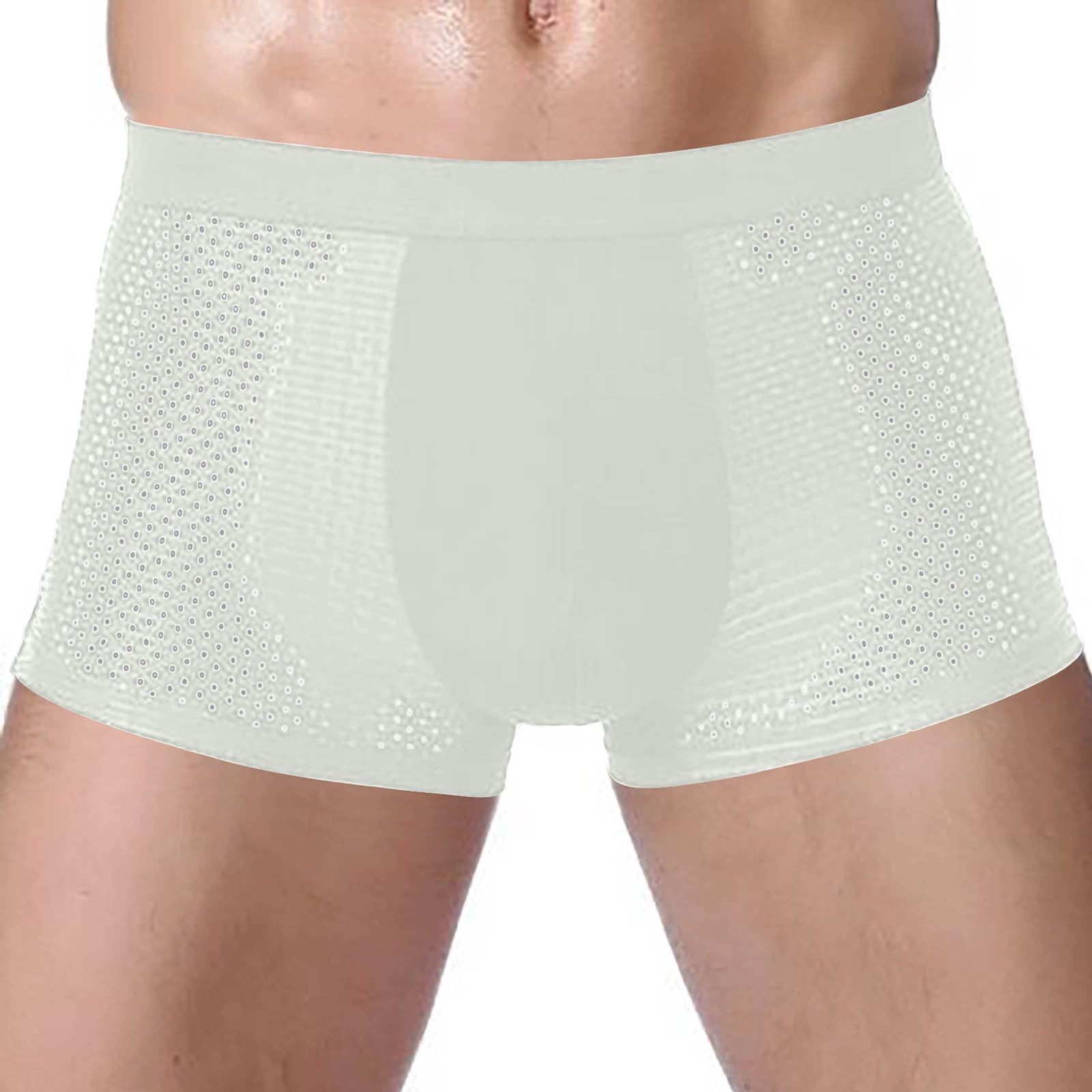 Valentine's Day Gifts for Him Meitianfacai Men's Underwear Fashion Ice Silk Panties  Briefs Fashion Breathable Nylon Mesh Boxers Mens Boxer Briefs White 