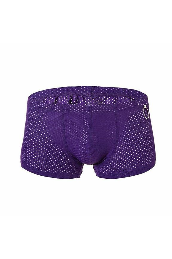Valentine's Day Gifts for Him Meitianfacai Underwear Ring Panties Fashion Breathable Nylon Mesh Thong Cool And Comfortable B Oxers Mens Boxer Briefs Purple