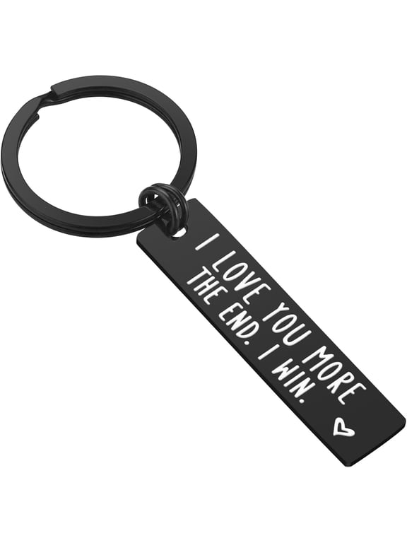 Valentines Day Gifts for Him Her - I Love You More The End I Win Keychain Couple Gifts for Boyfriend Girlfriend Husband Wife, Birthday Gifts for Men Women
