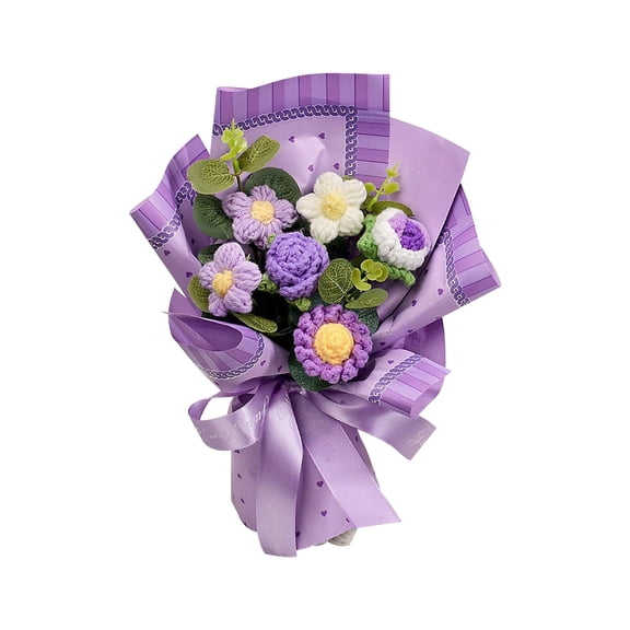 Valentine's Day Gifts Knitted Bouquet Finished Product Sunflower Rose Yarn Flower Artificial Flower Hand-made DIY Crochet