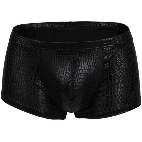 Valentine's Day Gifts for Him Meitianfacai Men's Underwear Men's Underwear Men's Boxers Fishscale Imitation Leather Double - Ding Underwear Mens Boxer Briefs Black