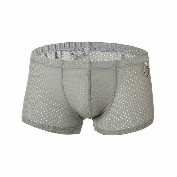 Valentine's Day Gifts for Him Meitianfacai Underwear Ring Panties Fashion Breathable Nylon Mesh Thong Cool And Comfortable B Oxers Mens Boxer Briefs Gray
