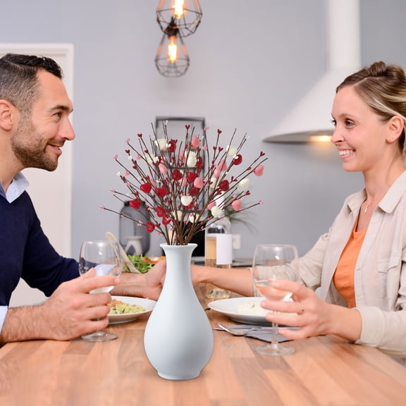 Valentine’s Day Gifts, 1 PC Artificial White Ping Red Heart Berry Flower Stems Heart Shaped Berry Picks for Valentine’s Day, Wedding