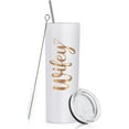 thumbnail image 1 of Valentine''s Day Gifts for Wife Bride Skinny Tumbler, Wifey Stainless Steel Insulated Tumbler, Wife, Bride, Bride to be Her Birthday Wedding Engagement Bridal Shower Tumbler(White, 20 oz), 1 of 6