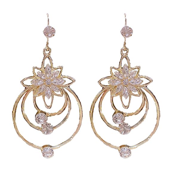 Valentine's Day Gifts for Woman Crystal Three Circle Earrings Women'S Atmospheric Earrings Fashion High-End Design Earrings Temperament White One Size