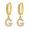 thumbnail image 1 of Valentine's Day Gifts for Woman Dainty Gold Plated Initial Hoop Earrings Letter Alphabet Dangle Earrings Fashion Sparkly Rhinestone Letter Initial Pendant Drop Earrings For Women Valent Multicolor, 1 of 1