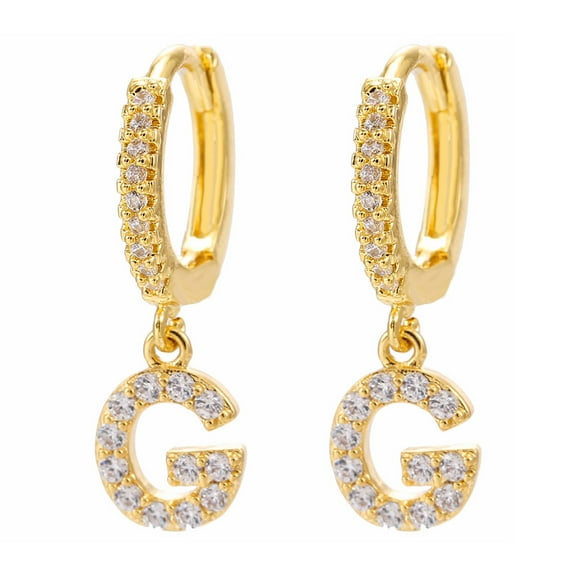 Valentine's Day Gifts for Woman Dainty Gold Plated Initial Hoop Earrings Letter Alphabet Dangle Earrings Fashion Sparkly Rhinestone Letter Initial Pendant Drop Earrings For Women Valent Multicolor