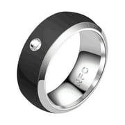 JUPAOPON Valentine's Day Gifts for Woman Nfc Mobile Phone Smart Ring Stainless Steel Ring Wireless Radio Frequency Communication Water Resistance Jewelry Black 10