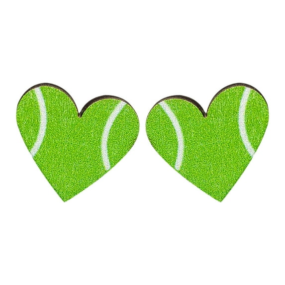 Valentine's Day Gifts for Woman Sports Baseball Earrings, Football, Volleyball, Basketball, Wooden Earrings, A Pair Of Fashionable Sports Accessories Green