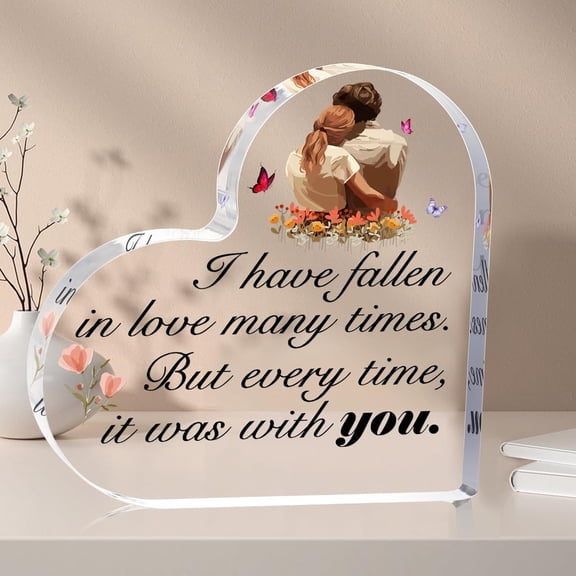 Valentine's Day Gifts for couples. Heart Acrylic Plaque, Anniversary Surprise gifts for married couples,for Husband,for Wife. Acrylic Desk Sign for couples gift