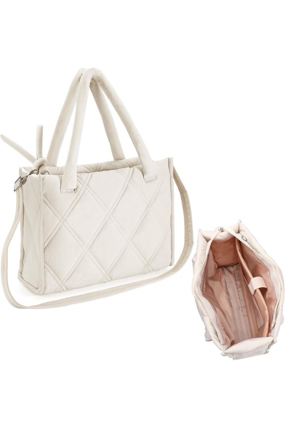 Valentine's Day Gifts for Her - 12" x 16" Lightweight Stylish Puffer Tote Bag with Multiple Compartments for Women