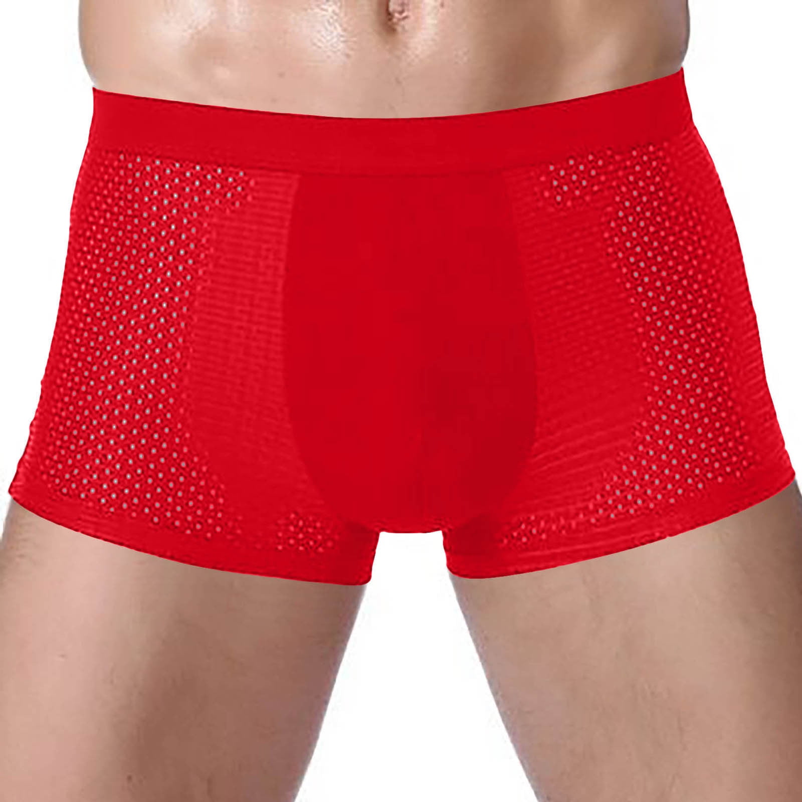 Valentine's Day Gifts for Him Meitianfacai Underwear Fashion Ice Silk Panties  Briefs Fashion Breathable Nylon Mesh Boxers Mens Boxer Briefs Red 