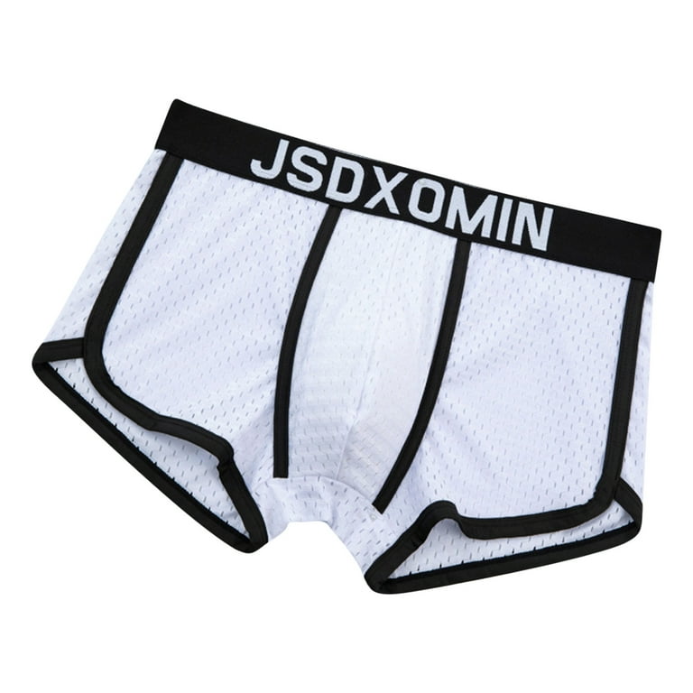 Valentine's Day Gifts for Him Meitianfacai Underwear Fashion Ice Silk  Panties Briefs Fashion Breathable Nylon Mesh Boxers Mens Boxer Briefs White