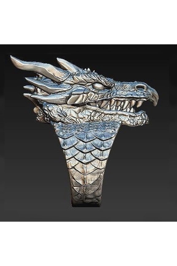 Valentine's Day Gifts for Woman Domineering Men'S Personality Silver Dragon Head Ring Black