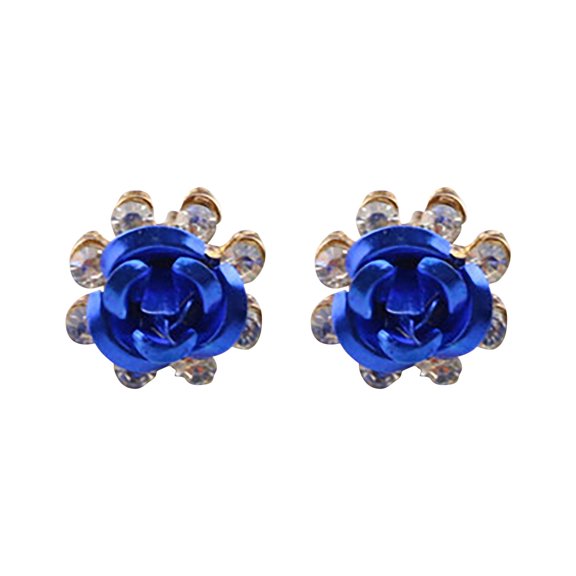 Valentine's Day Gifts for Woman Fashionable Crystal Flower European And American Diamond Rose Earrings F