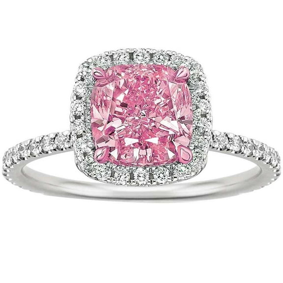 Valentine's Day Gifts for Woman Inlaid Square Super Flash Gemstone Classic Women'S Gemstone Pink 10