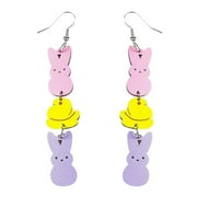 JUPAOPON Valentine's Day Gifts for Woman Personalized Earrings Set Of Three Easter Gifts Wooden Pendant Earrings Jewelry For Women B B