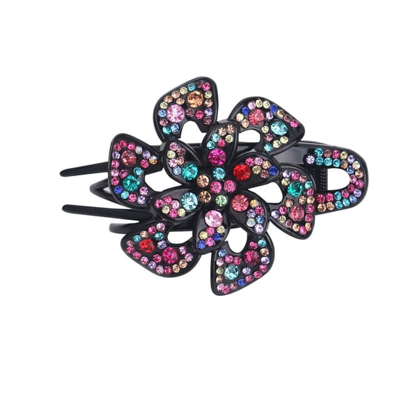 Valentine's Day Gifts for Woman Rhinestone Flower Hair Clip Flexible Durable Design Women Hair Dovetail Clip Multicolor