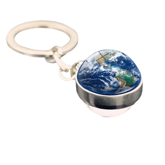 Valentine's Day Gifts for Woman Solar System Milk Y Way Nebula Double Sided Glass Ball Keychain A