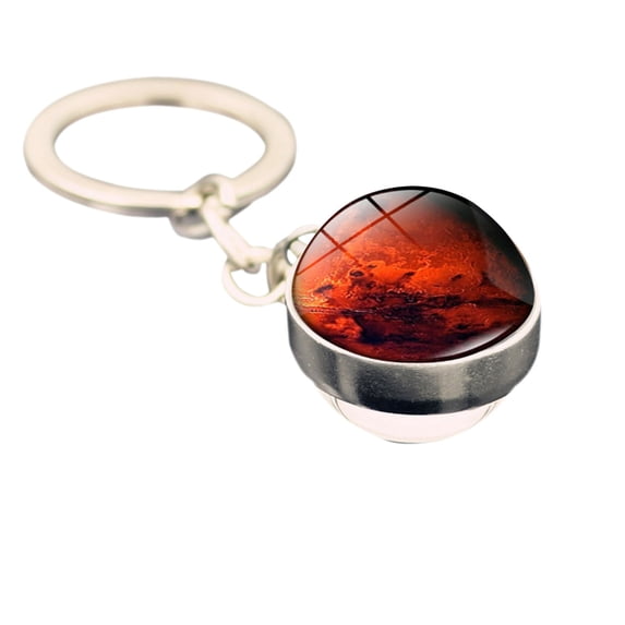 Valentine's Day Gifts for Woman Solar System Milk Y Way Nebula Double Sided Glass Ball Keychain C