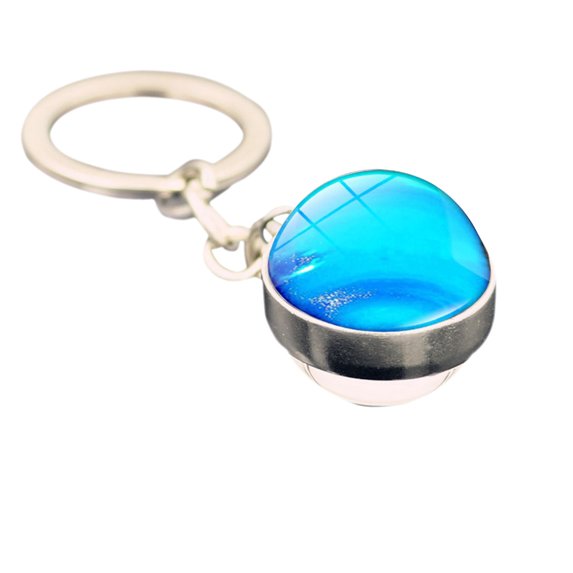 Valentine's Day Gifts for Woman Solar System Milk Y Way Nebula Double Sided Glass Ball Keychain F