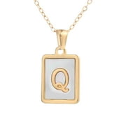 Valentine's Day Gifts for Woman Stainless Steel Letter Necklace Female Gold Titanium 26 English Pendant Necklace Golden Q