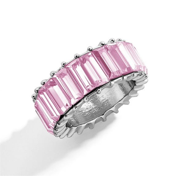 Valentine's Day Gifts for Woman Vintage Romantic Exquis Full Drill Multicolor Geometry Rings Ladies Jewelry Gift Pink 7