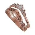 thumbnail image 1 of Valentine's Day Gifts for Woman Wedding Set, Vintage Style Floral Band Paired Diamond, Elegant Wedding,Anniversary Gift For Her Rose Gold 6, 1 of 4