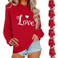thumbnail image 1 of Valentine's Day Gifts for Women Heart Design Sweatshirt Cozy Pullover Red 2XL, 1 of 6