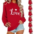thumbnail image 1 of Valentine's Day Gifts for Women Heart Design Sweatshirt Cozy Pullover Vermilion 2XL, 1 of 6