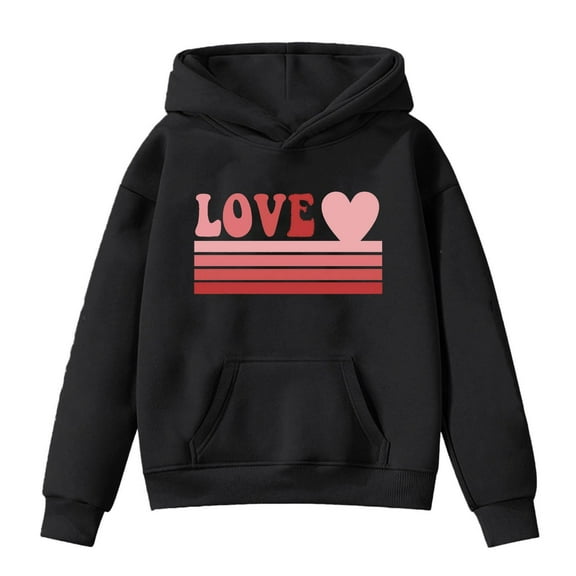 Valentine's Day Girl's Hoodie Long Sleeve Sweatshirt Graphic Hoody Kids Cute Pullovers Top Clothes Girls