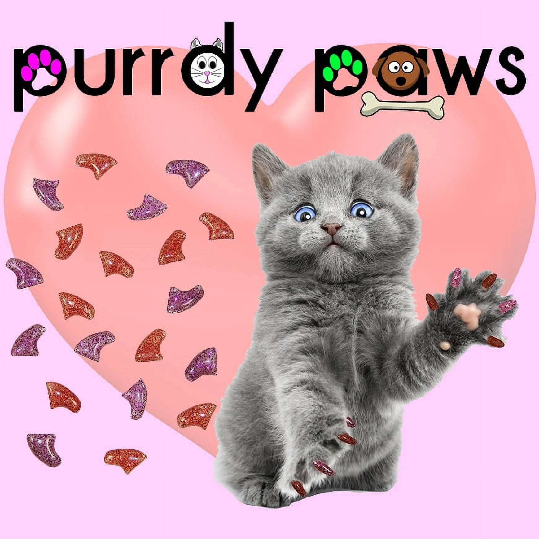 Valentine's Day Glitter Combo Purrdy Paws Soft Nail Caps for Kitten